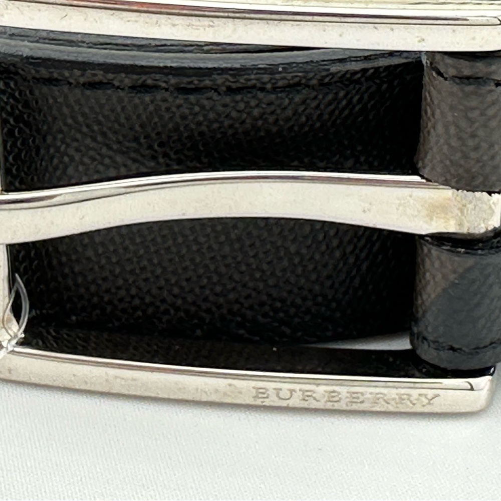 Womens Burberry Canvas/Leather Belt with Silver Buckle - Picture 2 of 15